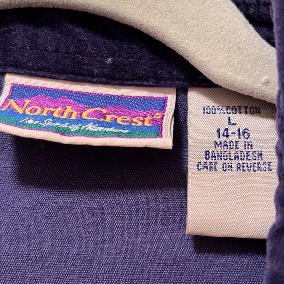 Northcrest Navy blue velour button down shirt Size large - Picture 4 of 7